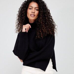 3/ $30 or FREE WITH PURCHASE over $40 Black Ribbed Mock Neck Split Hem Sweater